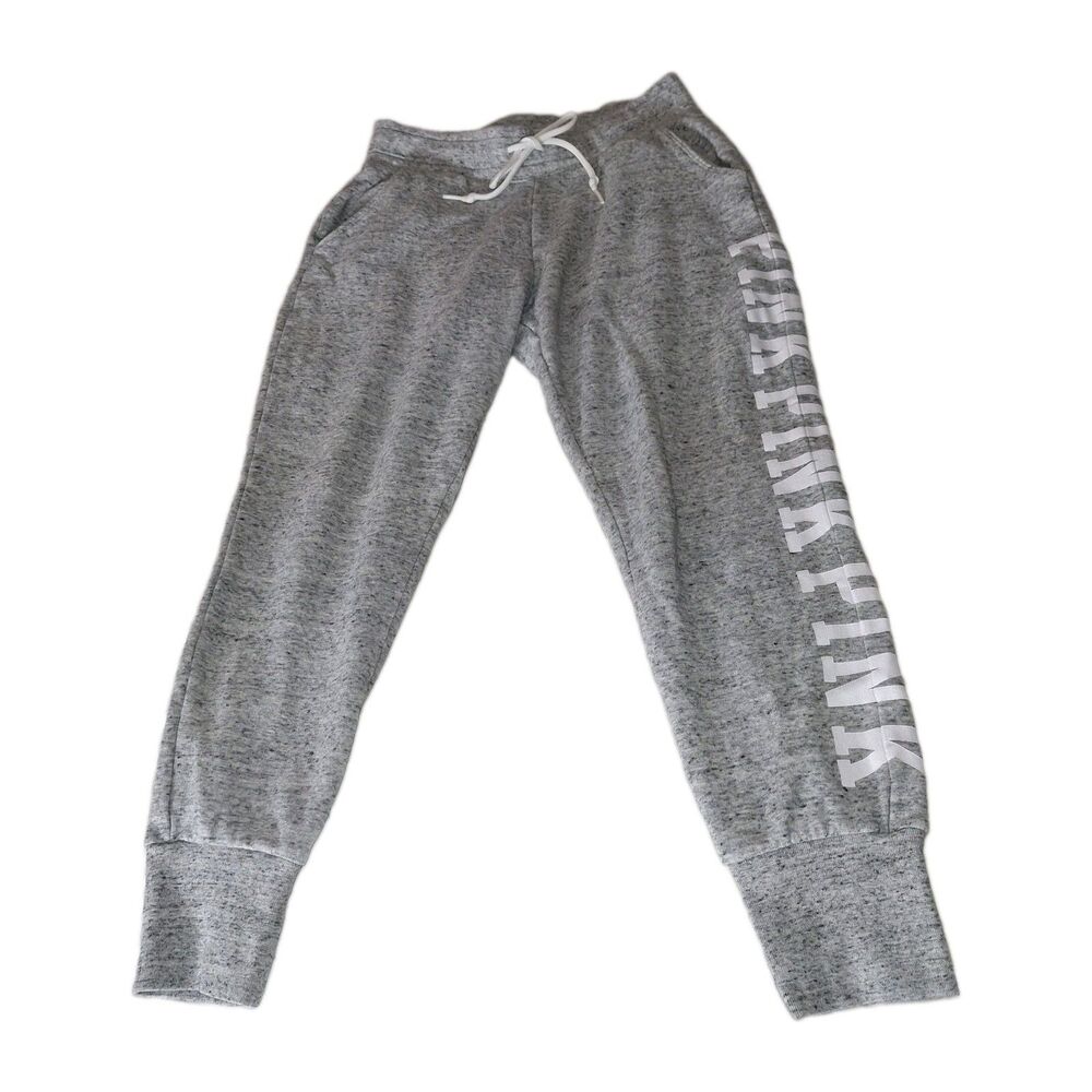 Victoria's Secret PINK Jogger Sweatpant Campus Pockets Logo Grey S